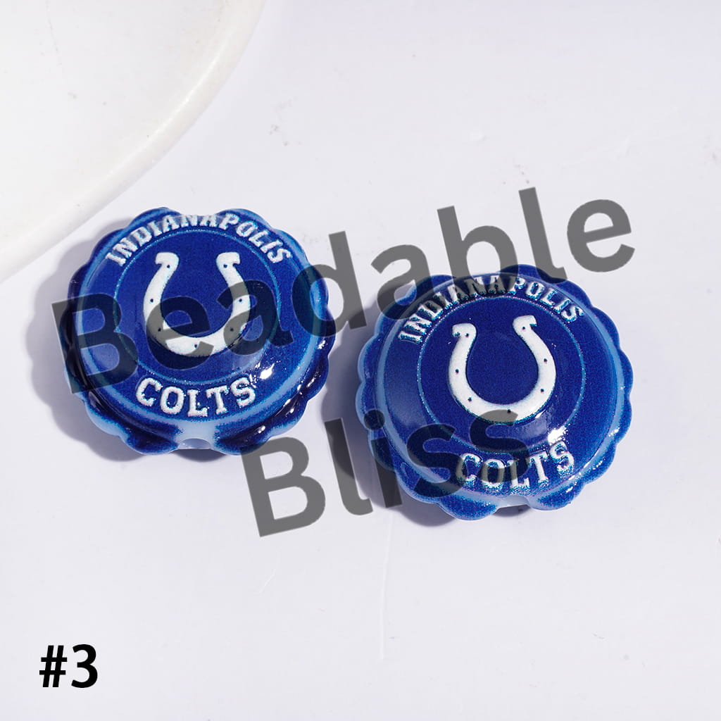 American Football Team Series Acrylic Beads, Round Shaped with Wavy Border, 23*25MM (Update Other Styles Later)