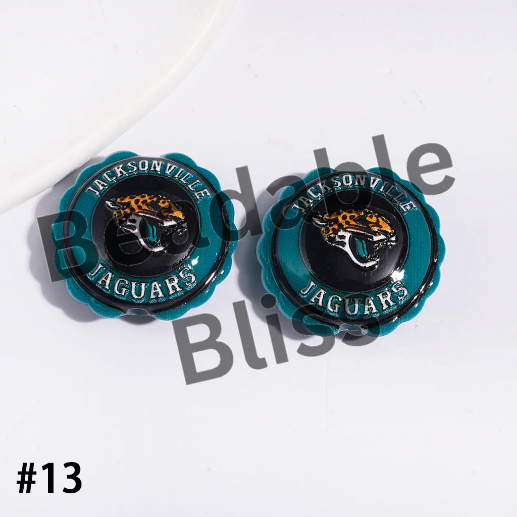 American Football Team Series Acrylic Beads, Round Shaped with Wavy Border, 23*25MM (Update Other Styles Later)