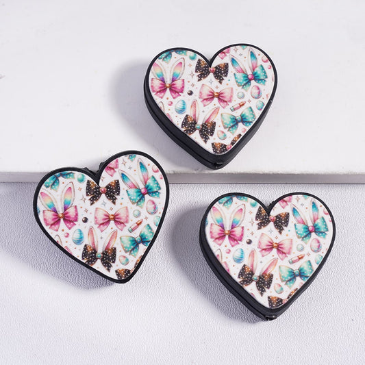 Easter Theme, Rabbit Ears Bowtie and Eggs Heart Shape Silicone Focal Beads