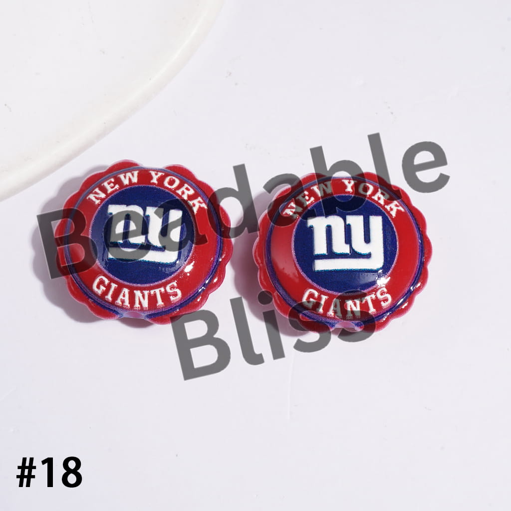 American Football Team Series Acrylic Beads, Round Shaped with Wavy Border, 23*25MM (Update Other Styles Later)
