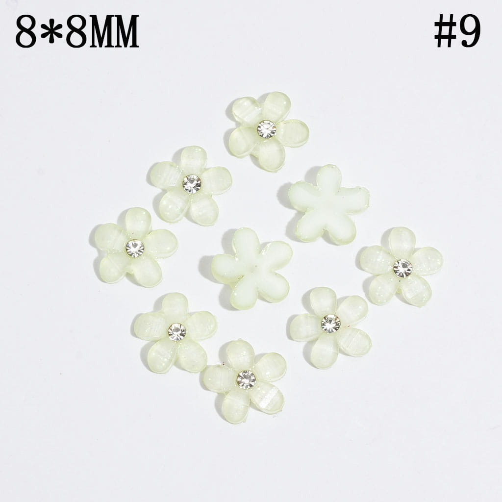 Five-Petaled Flower with Clear Rhinestone and Glitter Can DIY For Flower Pen & Beads, Jewelry Accessories, Multi-Color (There will be Color Differences)