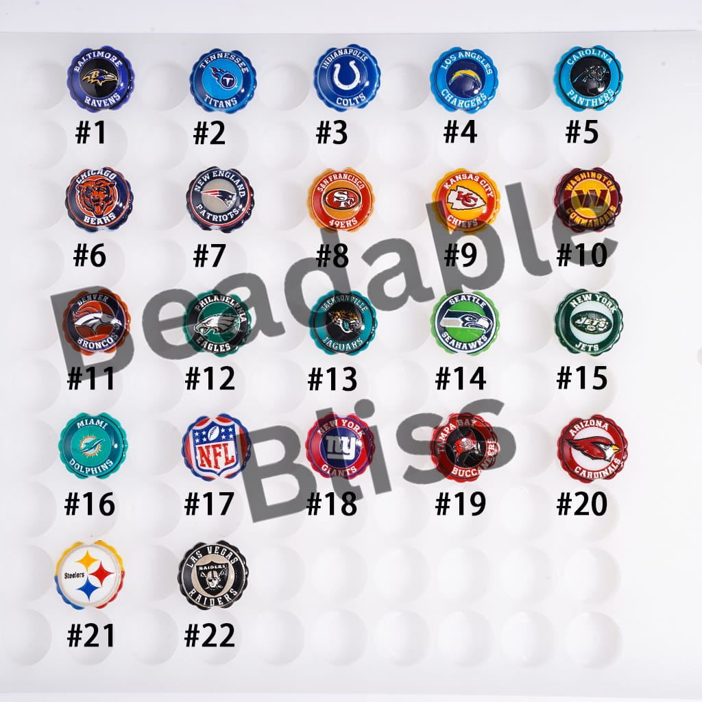 American Football Team Series Acrylic Beads, Round Shaped with Wavy Border, 23*25MM (Update Other Styles Later)
