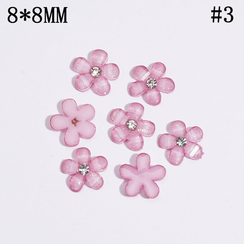 Five-Petaled Flower with Clear Rhinestone and Glitter Can DIY For Flower Pen & Beads, Jewelry Accessories, Multi-Color (There will be Color Differences)