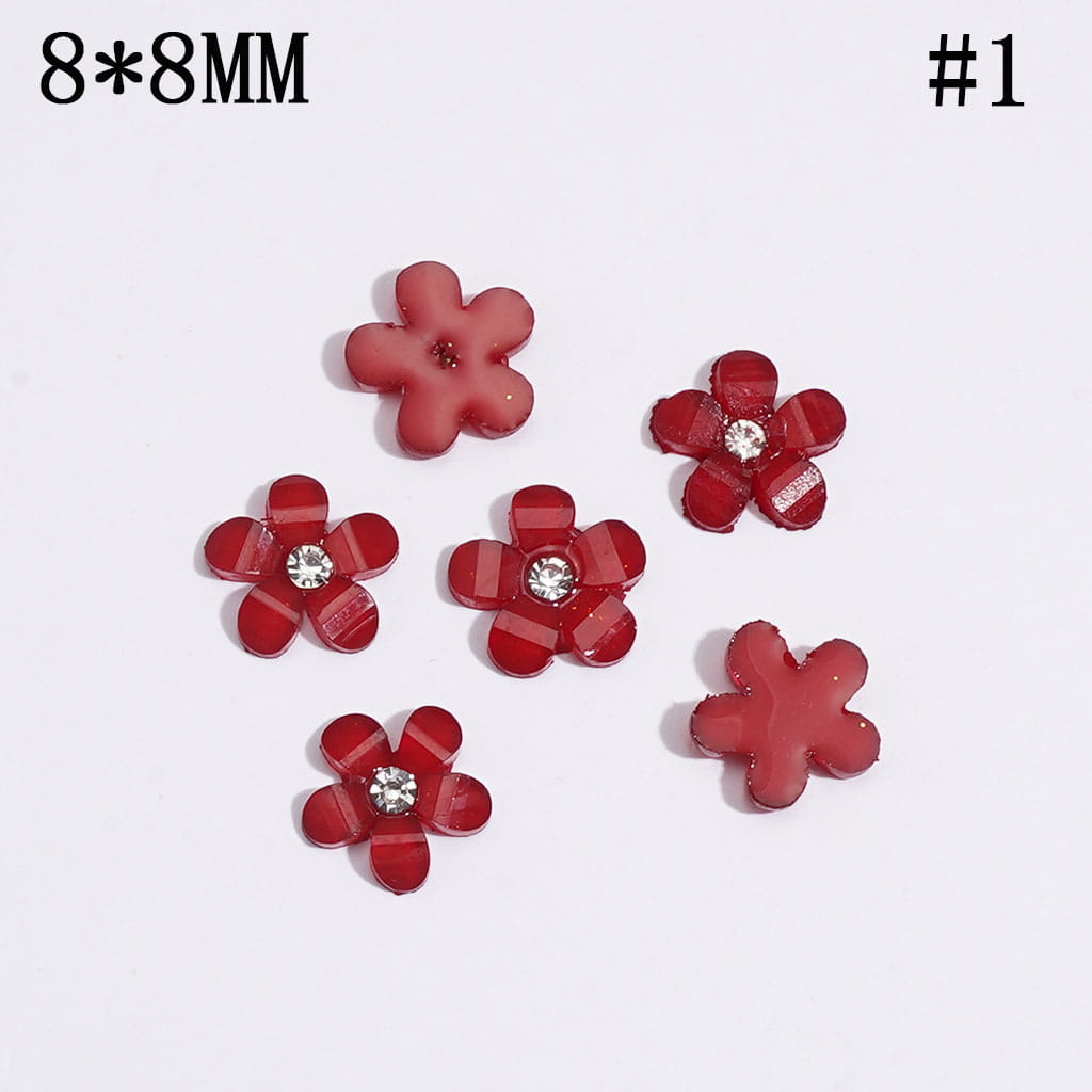 Five-Petaled Flower with Clear Rhinestone and Glitter Can DIY For Flower Pen & Beads, Jewelry Accessories, Multi-Color (There will be Color Differences)