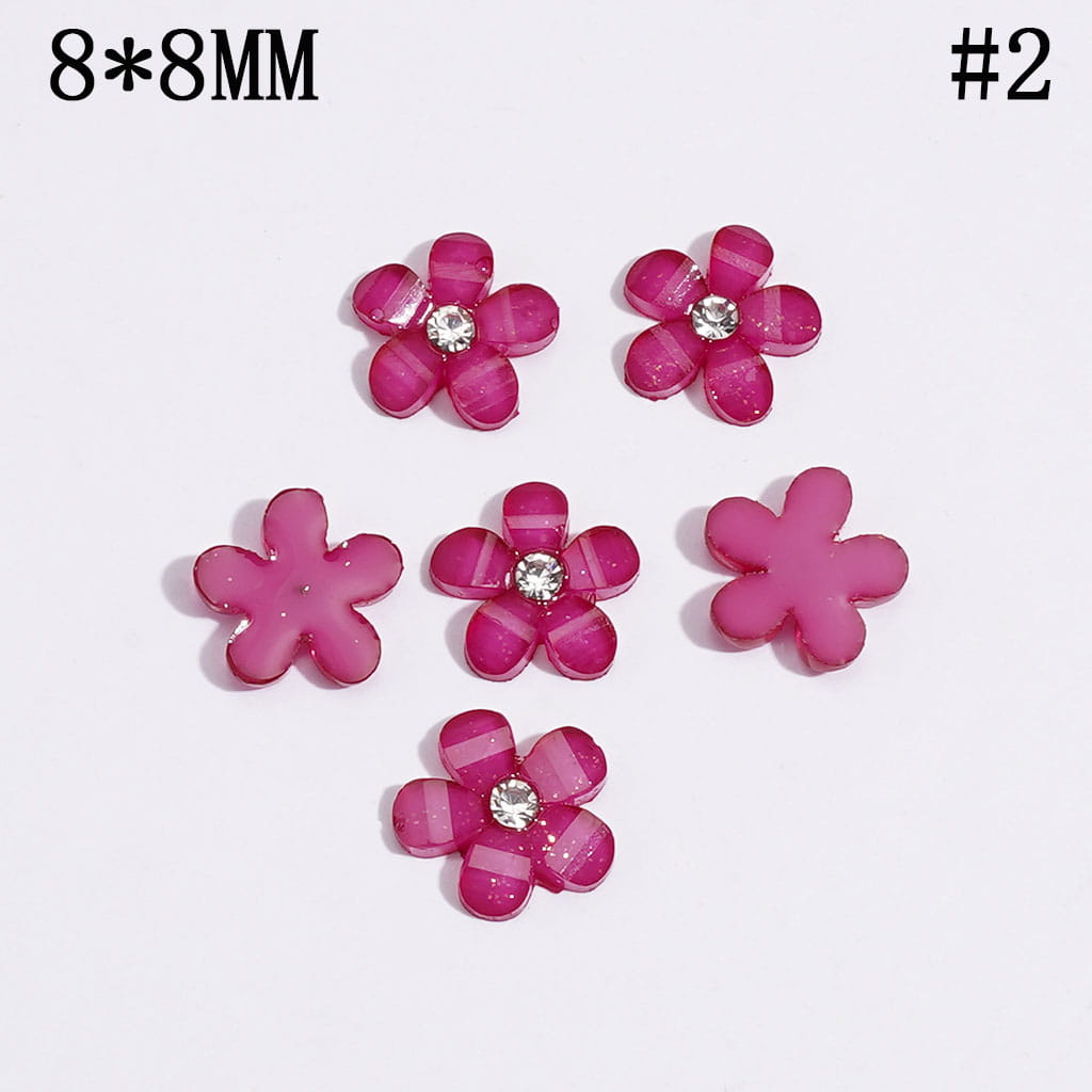 Five-Petaled Flower with Clear Rhinestone and Glitter Can DIY For Flower Pen & Beads, Jewelry Accessories, Multi-Color (There will be Color Differences)