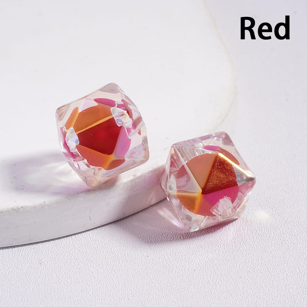 UV Finish Clear Hexagon Shape Double Layer Acrylic Beads, 16mm,TT