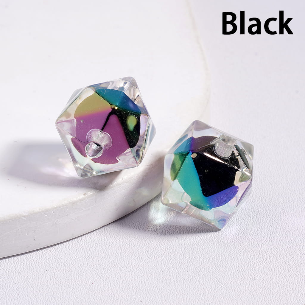 UV Finish Clear Hexagon Shape Double Layer Acrylic Beads, 16mm,TT