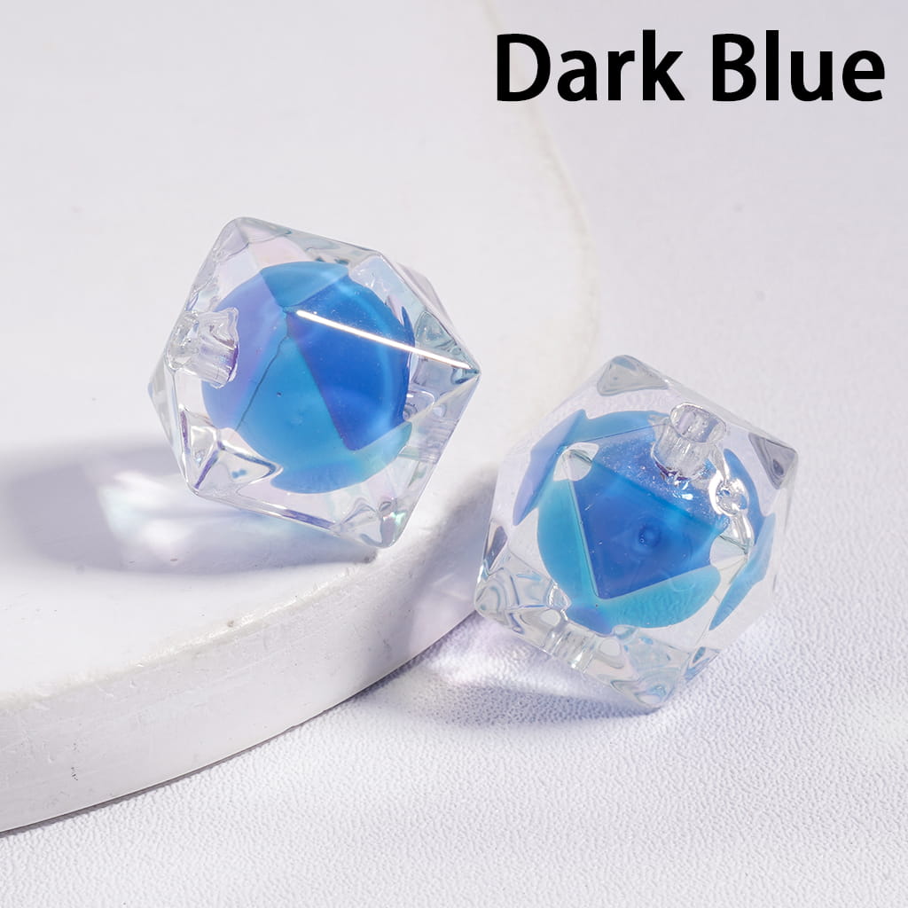 UV Finish Clear Hexagon Shape Double Layer Acrylic Beads, 16mm,TT