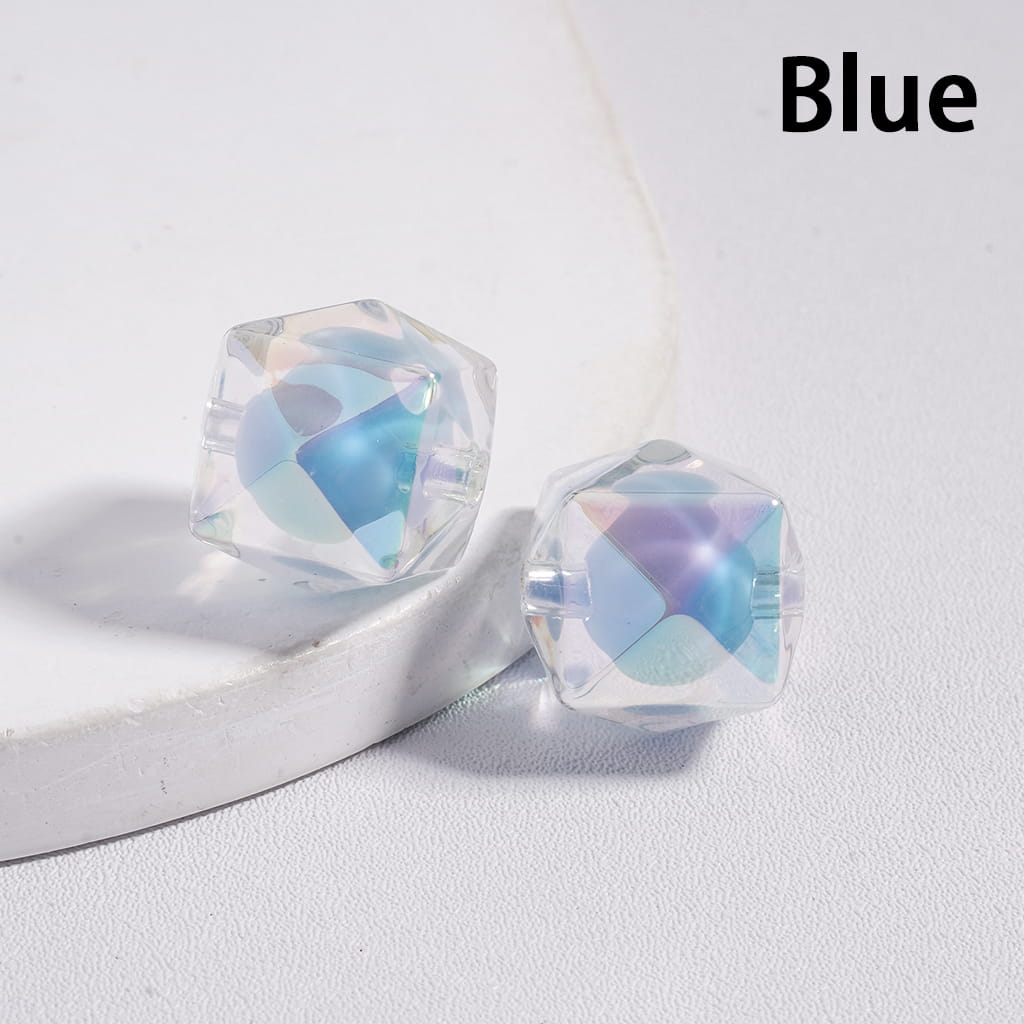 UV Finish Clear Hexagon Shape Double Layer Acrylic Beads, 16mm,TT