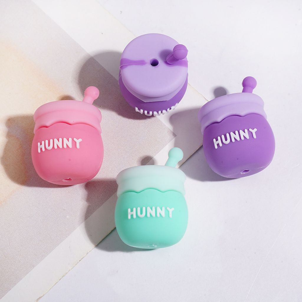 3D Sweet Honey Jar in Assorted Color Silicone Focal Beads, 21*20MM