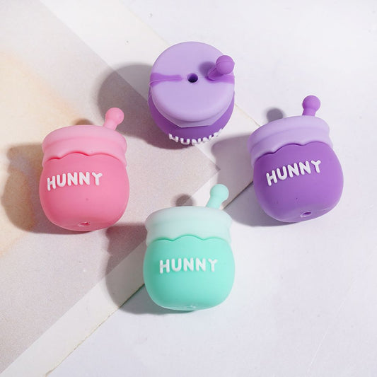 3D Sweet Honey Jar in Assorted Color Silicone Focal Beads, 21*20MM