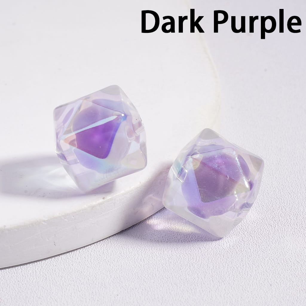UV Finish Clear Hexagon Shape Double Layer Acrylic Beads, 16mm,TT