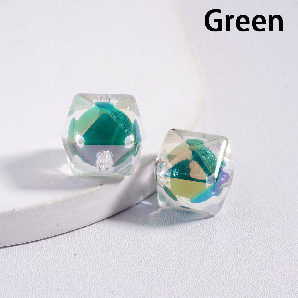 UV Finish Clear Hexagon Shape Double Layer Acrylic Beads, 16mm,TT