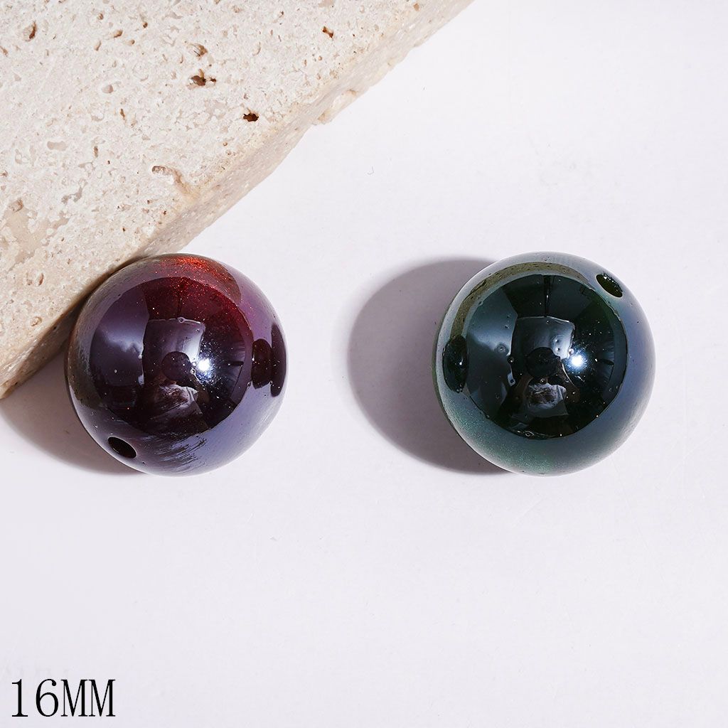 Acrylic Beads for Bracelets with Glitter and Cat Eye Style in Dark Color Series, 16MM Multi-Color Random Mix