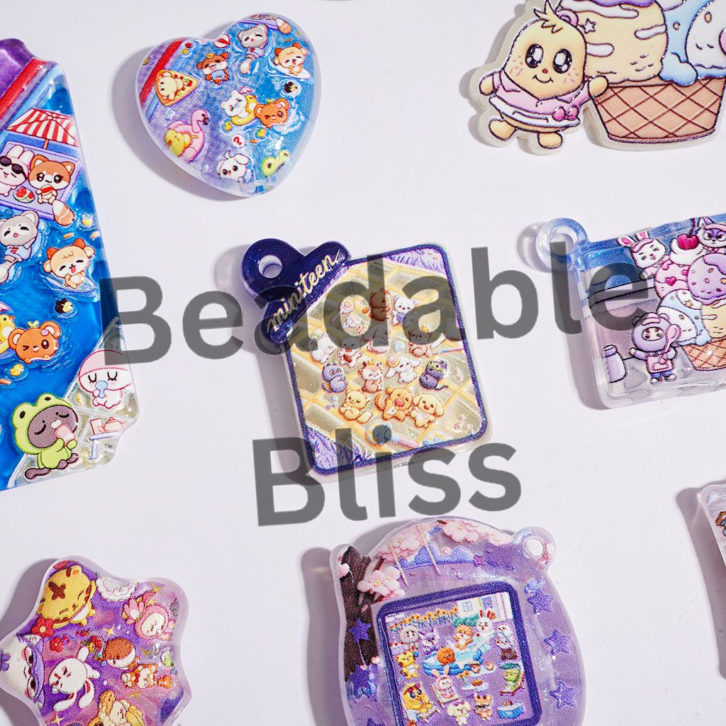 Acrylic Beads and Pendants Korea Boy Group Image Cartoon Characters, Ice Cream Dessert Party Theme, Random Mix