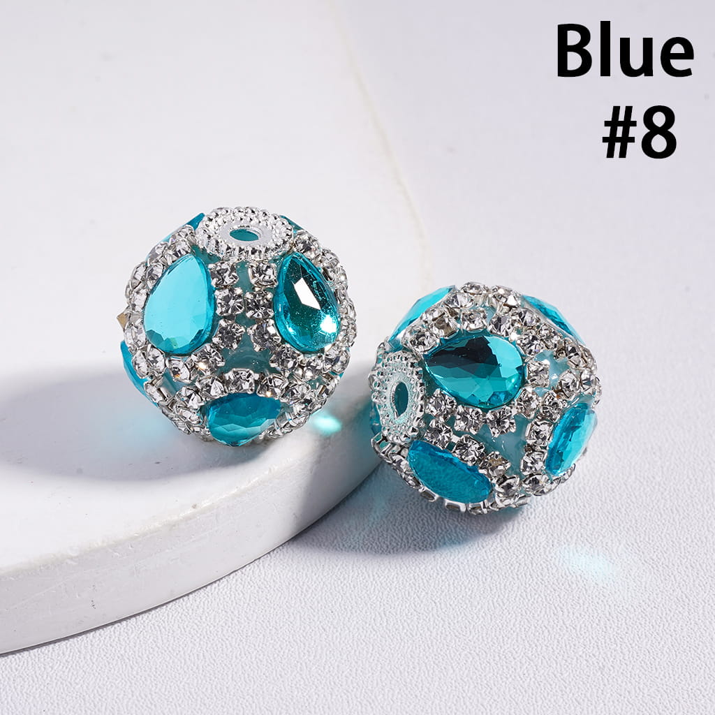 Water Drop Shape Multi‑Color Acrylic Beads with Clear Rhinestone Chain 20MM