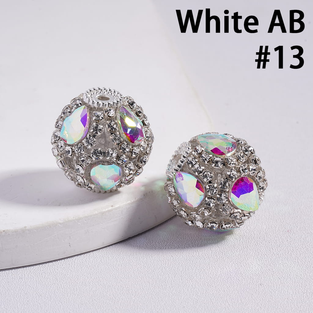 Water Drop Shape Multi‑Color Acrylic Beads with Clear Rhinestone Chain 20MM