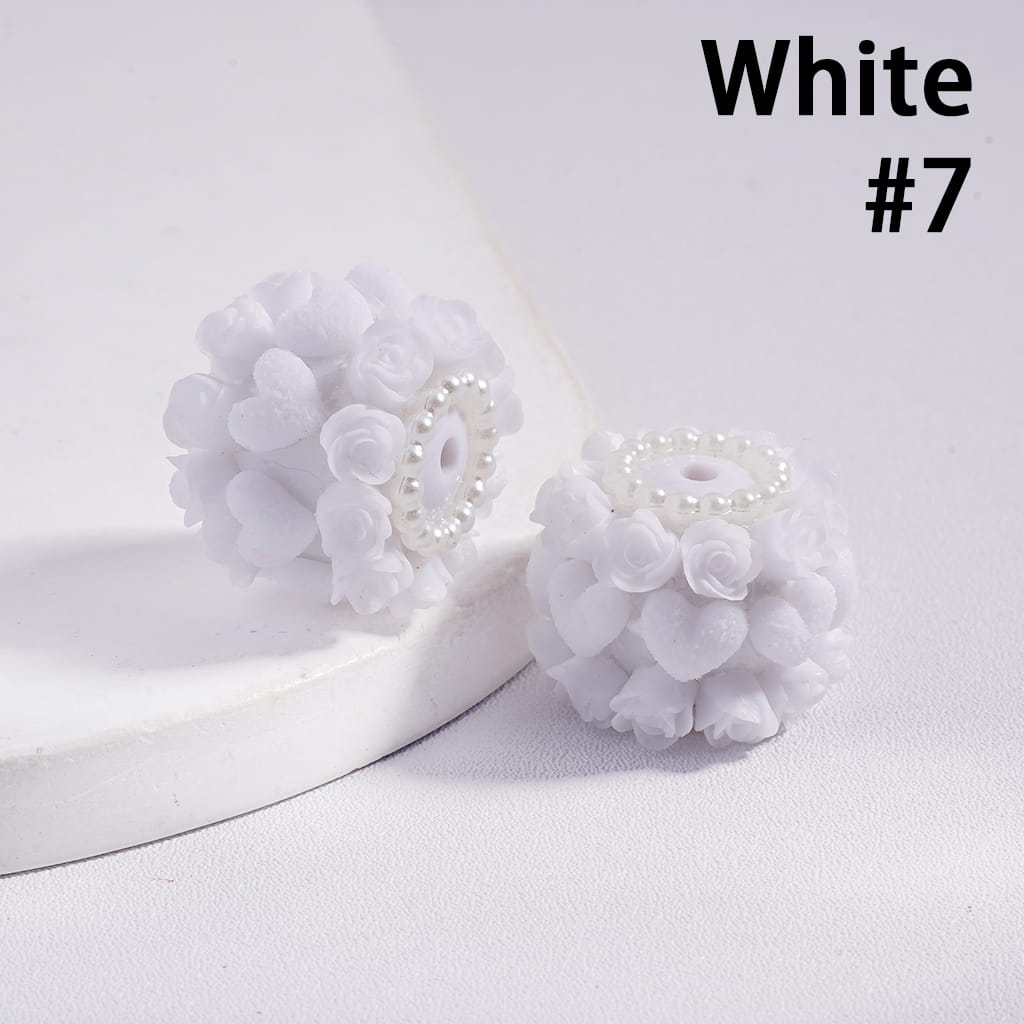 Luminous Rose Flower & Heart with Pearl Chain Accents Valentine’s Day Theme Acrylic Beads 20 MM
