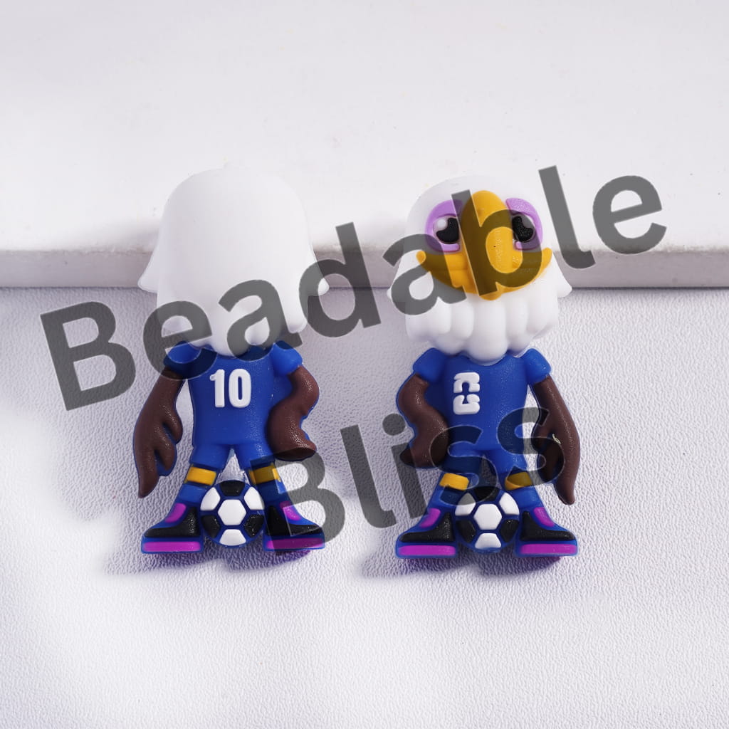 Silicone Focal Beads 3D the 2026 World Cup Mascot, Elk and Bald Eagle and Jaguar in Animal Character