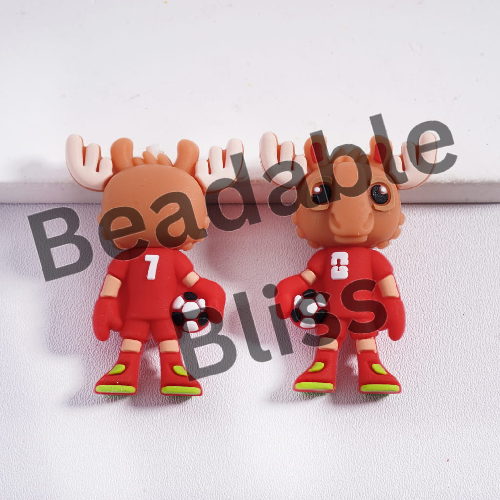 Silicone Focal Beads 3D the 2026 World Cup Mascot, Elk and Bald Eagle and Jaguar in Animal Character