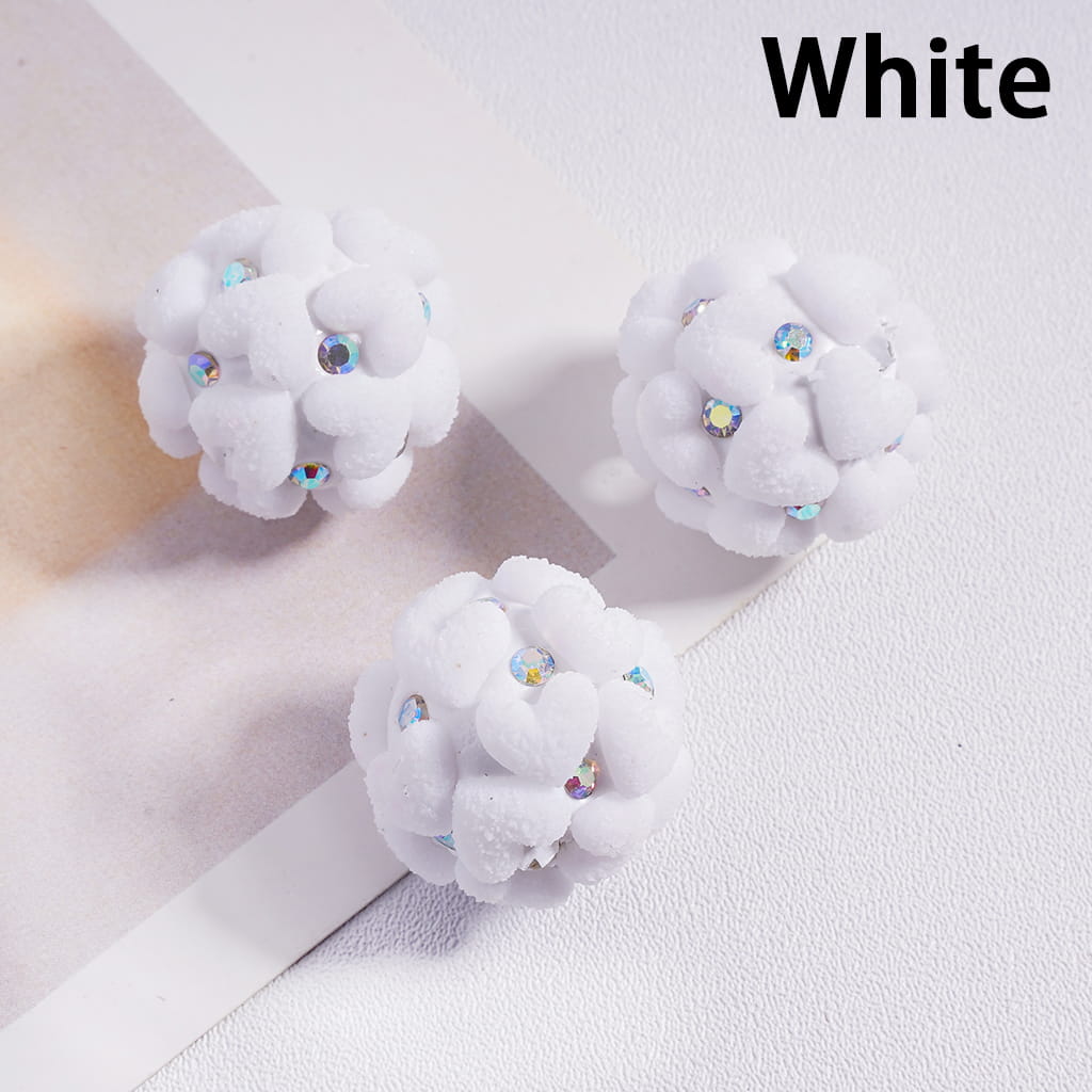 Red & White Frosted Hearts Valentine's Day Theme AB Rhinestone Clay Beads18MM
