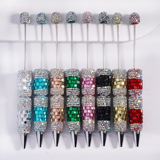 Sparkling Beadable Clay Pens with Square AB Rhinestones Covered the Entire Pen Random Mix