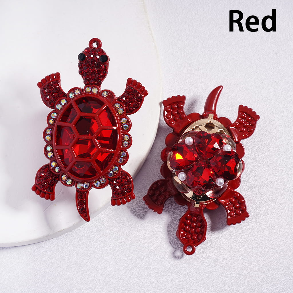 Statement Clay Beads with Tortoise Pendant, White Pearls & Sparkling Rhinestones 37*61MM Random Mix
