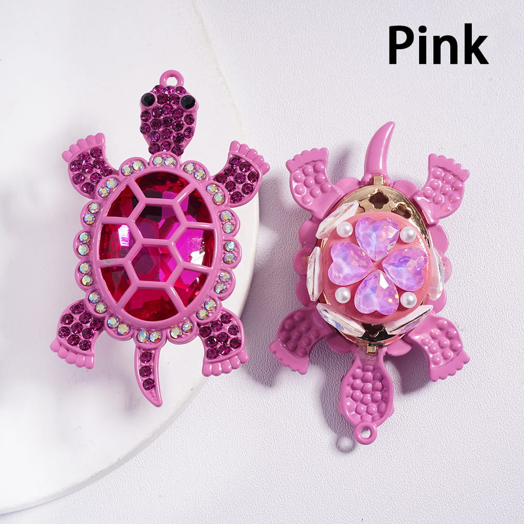 Statement Clay Beads with Tortoise Pendant, White Pearls & Sparkling Rhinestones 37*61MM Random Mix