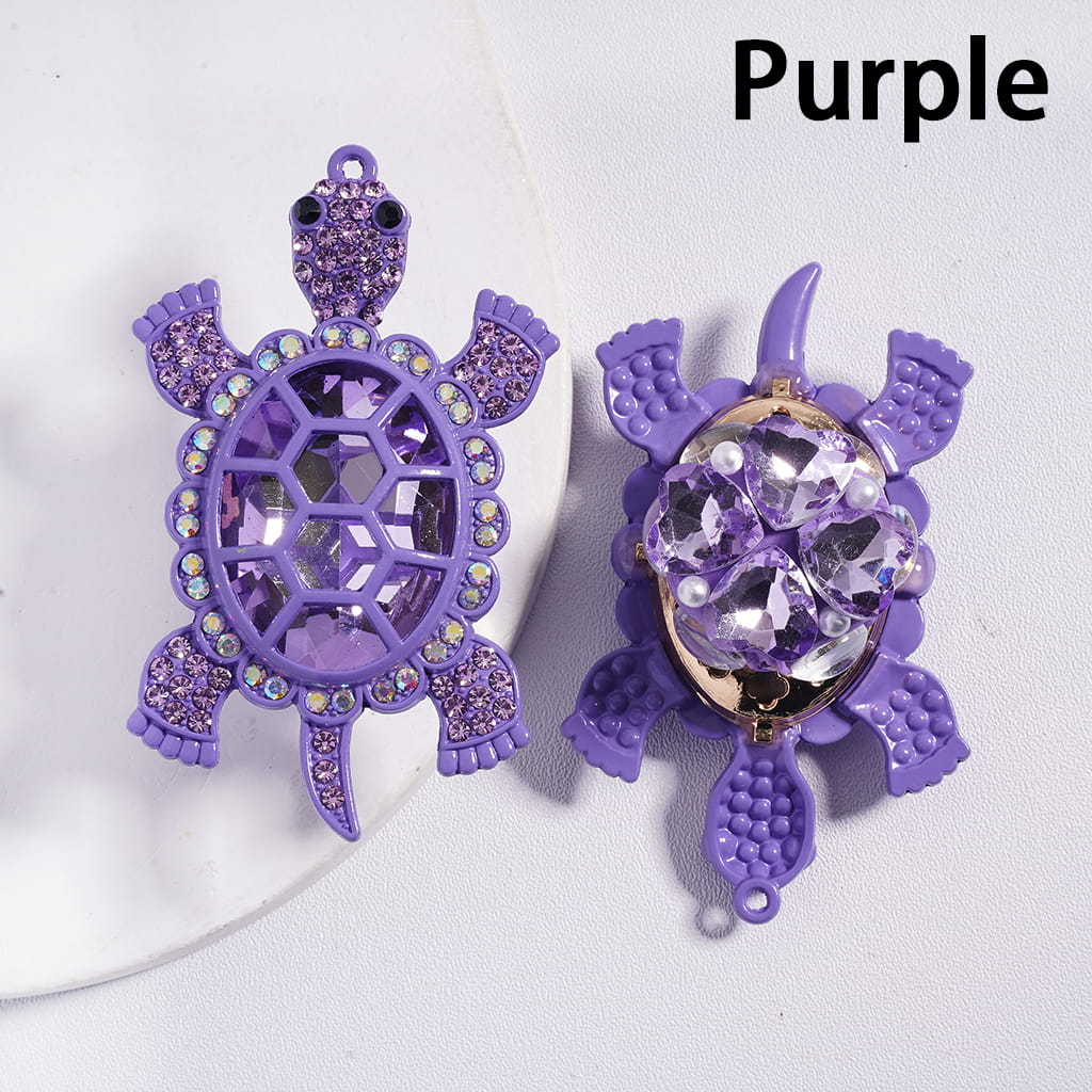 Statement Clay Beads with Tortoise Pendant, White Pearls & Sparkling Rhinestones 37*61MM Random Mix