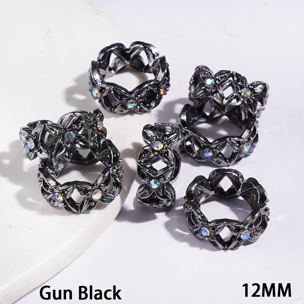 Adorable Four-Petaled Flower Design with Sparkling AB Rhinestones Alloy Metal Spacer Beads, 12MM, Multi-Color