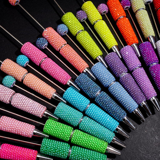 UV Coated Colorful Beadable Clay Pens Fully Covered with Sparkling Rhinestones the Entire Pens, Multi-Color (Please Read the Description)