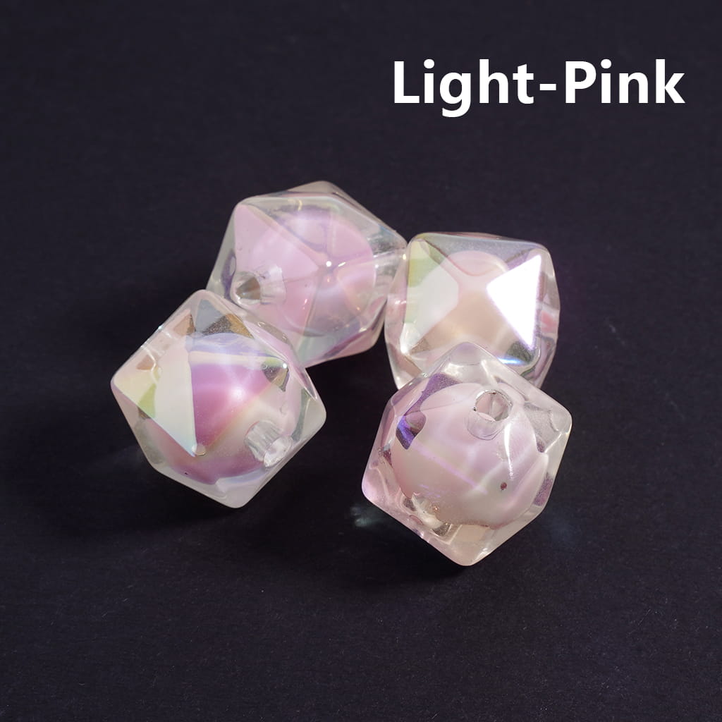 UV Finish Clear Hexagon Shape Double Layer Acrylic Beads, 16mm,TT