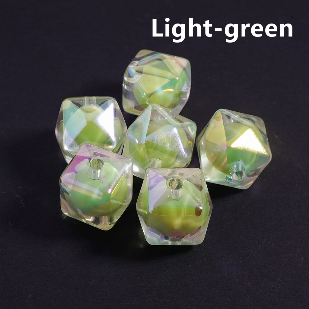 UV Finish Clear Hexagon Shape Double Layer Acrylic Beads, 16mm,TT
