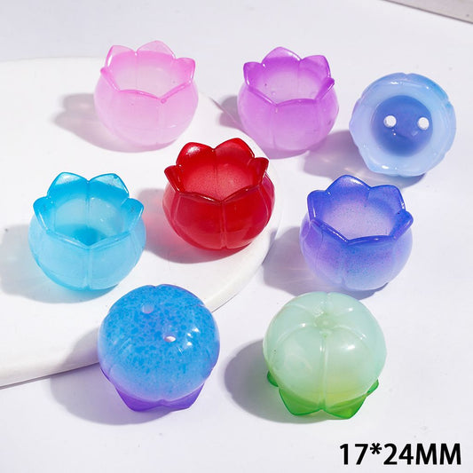 Adorable Lily-of-the-Valley Flower Shaped Acrylic Beads for DIY Bonsai Decoration or Jewelry Accessory, 17*24MM Multi-Color Random Mix (Double Holes）