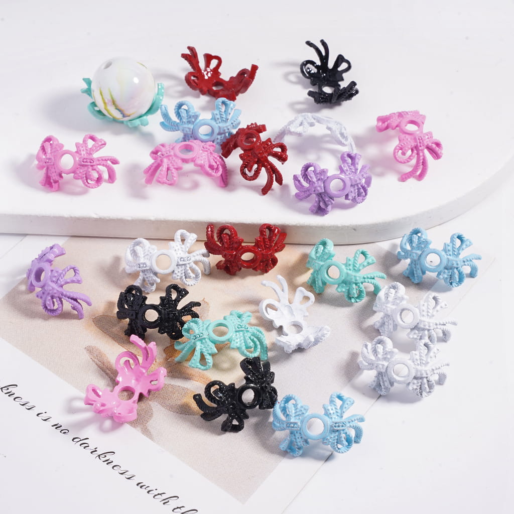 Solid Color Bead Cages with Bowtie 16mm Beads, Random Mix (They Fit 16MM Beads)