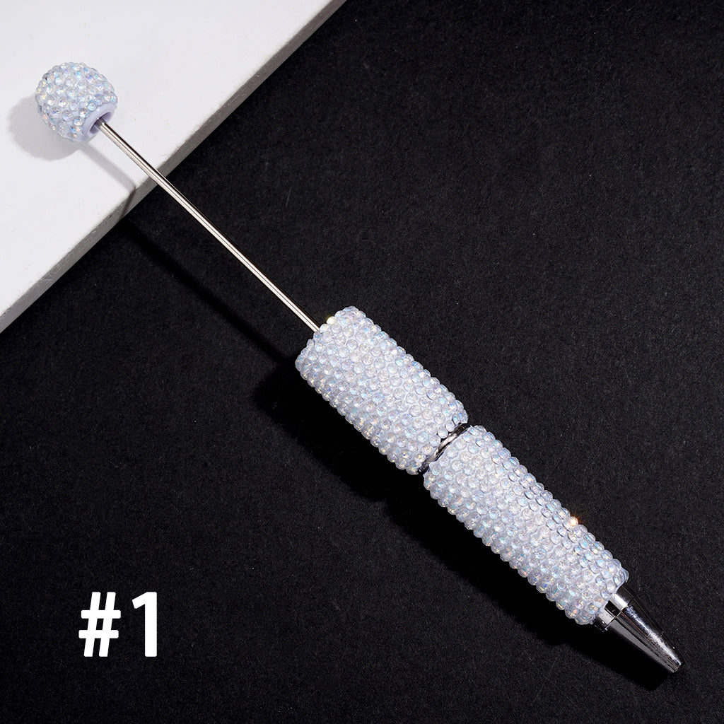 Beadable Clay Pens with Sparkling Iridescent Rhinestones Covering the Entire Pen, Multi-Color