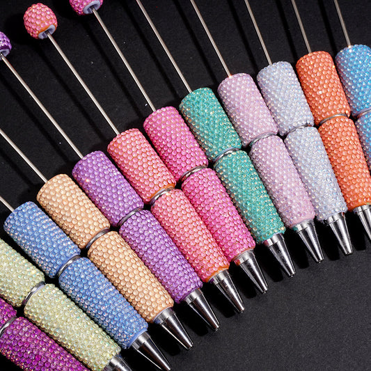 Beadable Clay Pens with Fully Covered with Colorful Rhinestones the Entire Pen, Assorted Colors