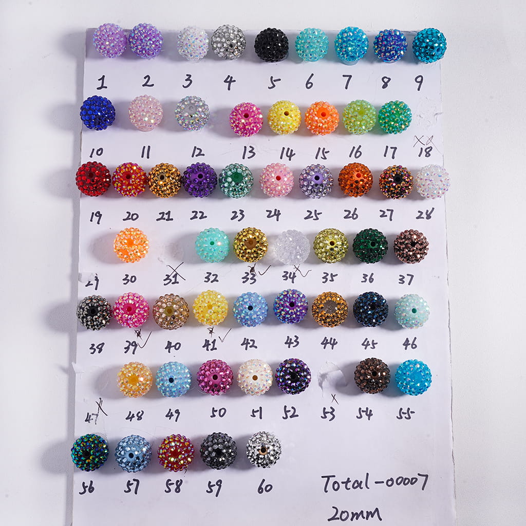 20MM Rhinestone Beads, Collection of Acrylic Rhinestone Beads, Part 1: Color No.1 -No.32