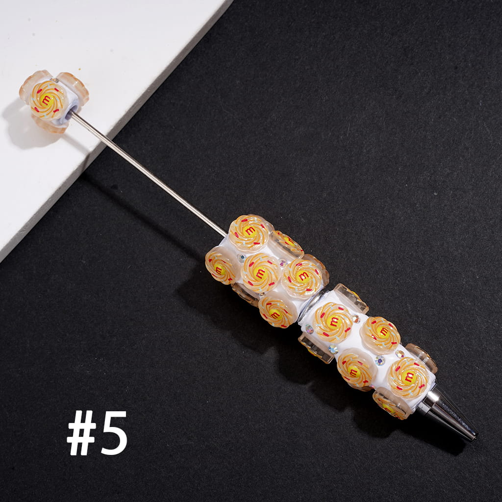 Beadable Clay Pen with Spiral Candy Chip Design & AB Rhinestones, Multi-Color
