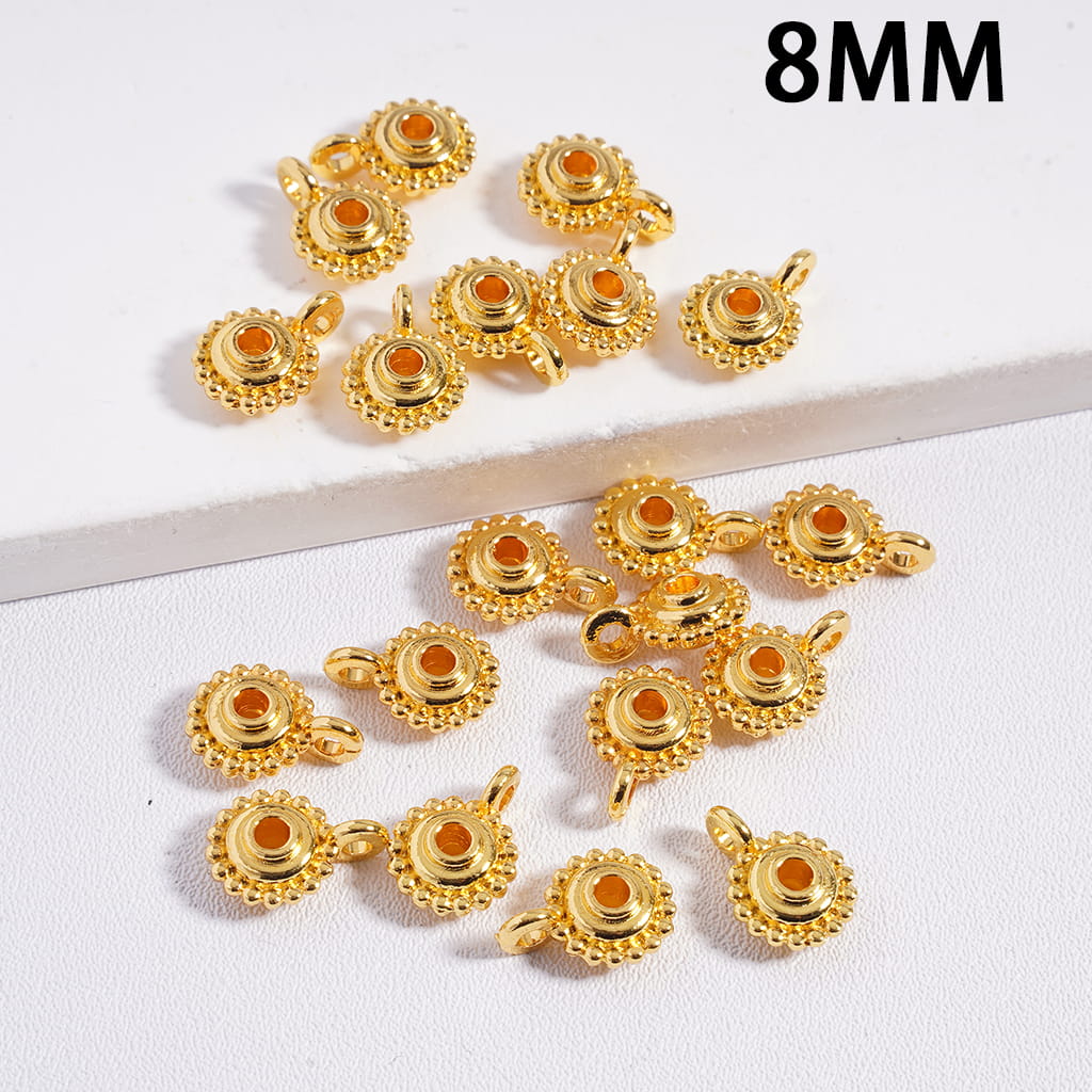 Gold & Silver Floral Bail Beads for Pendants & Charms 8MM (It's a little hard to stick into the pen pole)