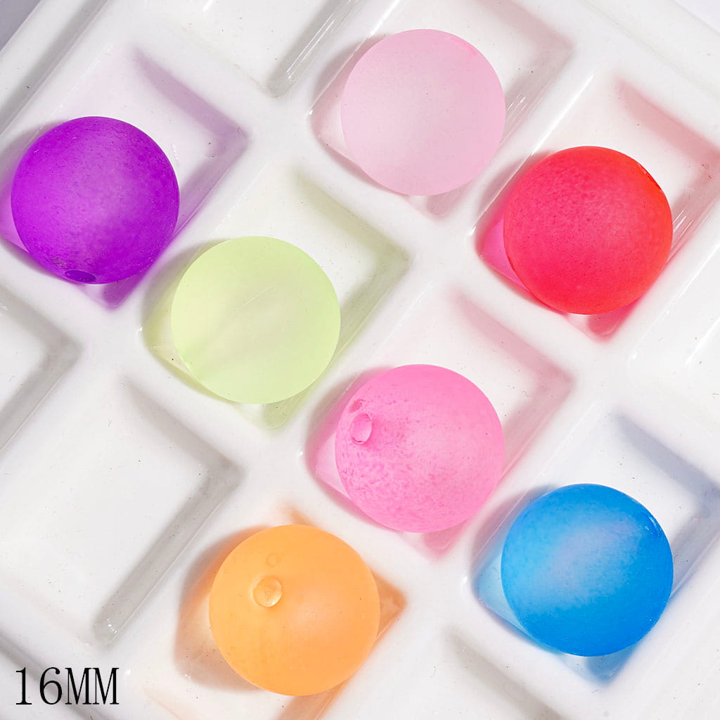 Matte Finish Acrylic Beads for Bracelets and Necklaces, 16MM,  Light Bright Colors Series, Random Mix