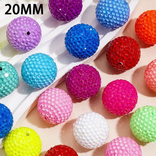 Bubble Texture Clear Rhinestones, None Color Round Clay Beads 20MM, Multi-Color