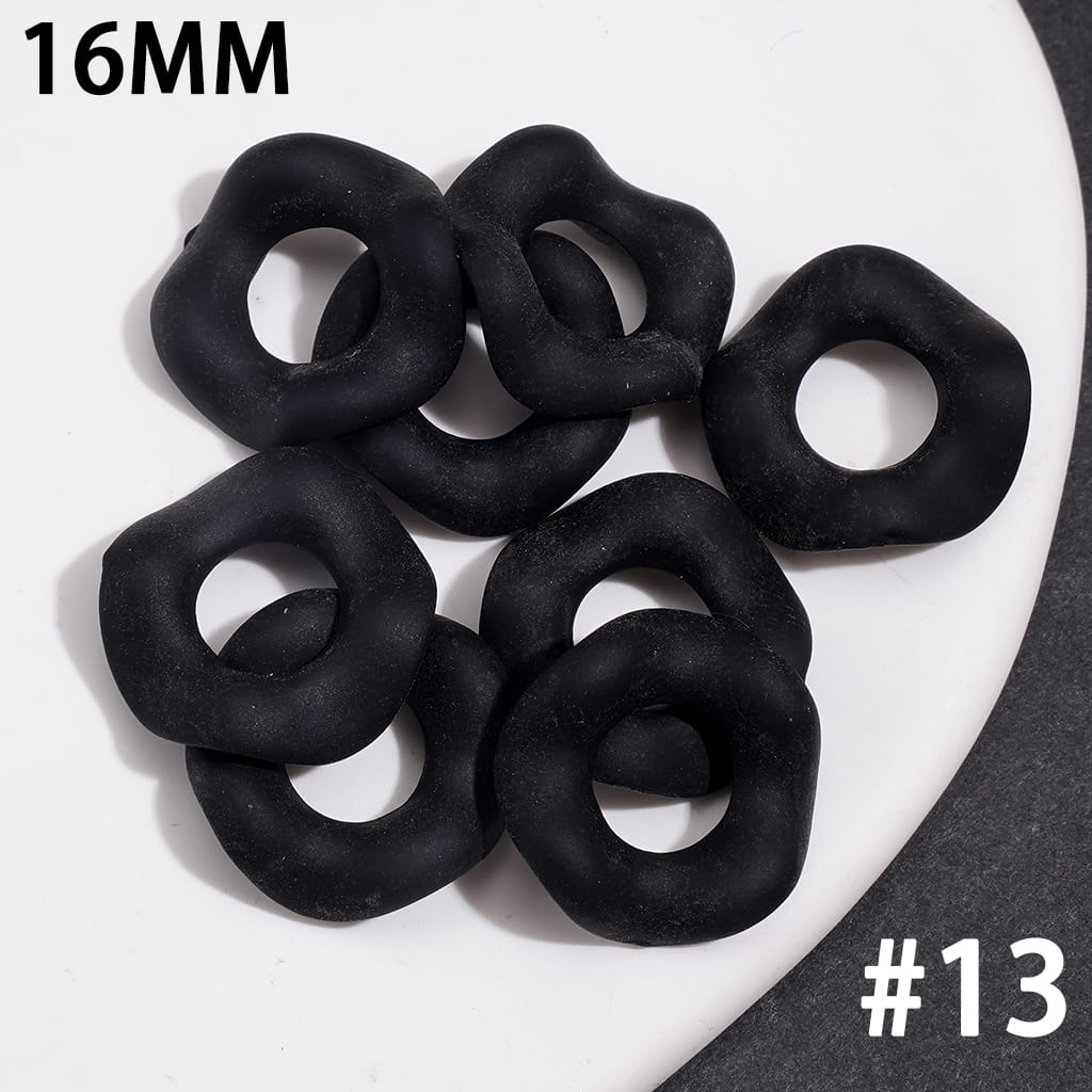 Stackable Acrylic Spacer Beads w Rubber-Touch Wavy Shape, 16MM, Multi-Color (Hole Diameter Around 6.5MM)