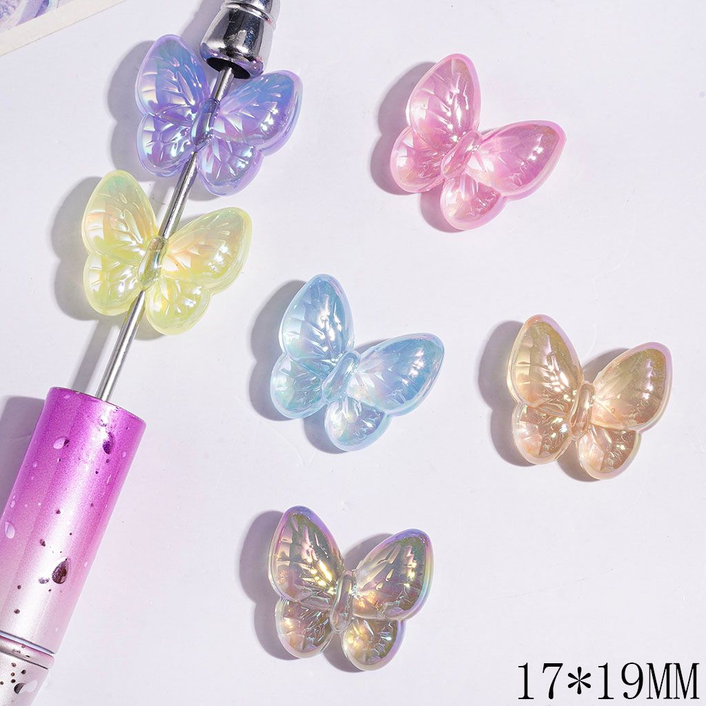UV-Coated Acrylic Beads Butterfly, 17*19MM Multi-Color Random Mix