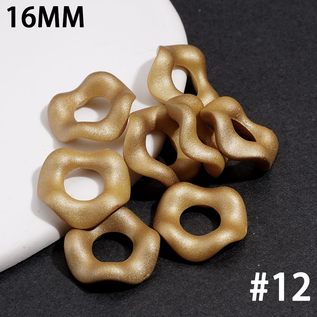 Stackable Acrylic Spacer Beads w Rubber-Touch Wavy Shape, 16MM, Multi-Color (Hole Diameter Around 6.5MM)