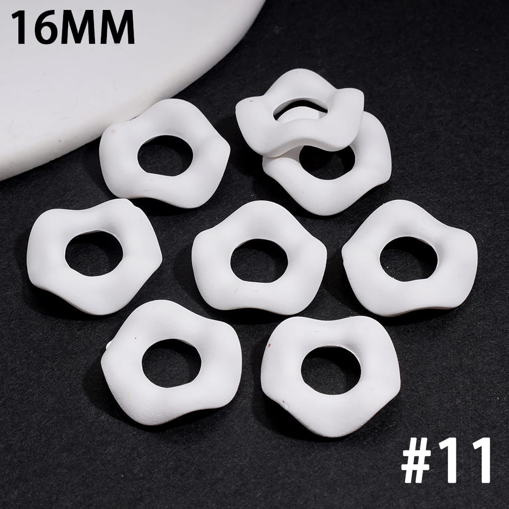 Stackable Acrylic Spacer Beads w Rubber-Touch Wavy Shape, 16MM, Multi-Color (Hole Diameter Around 6.5MM)