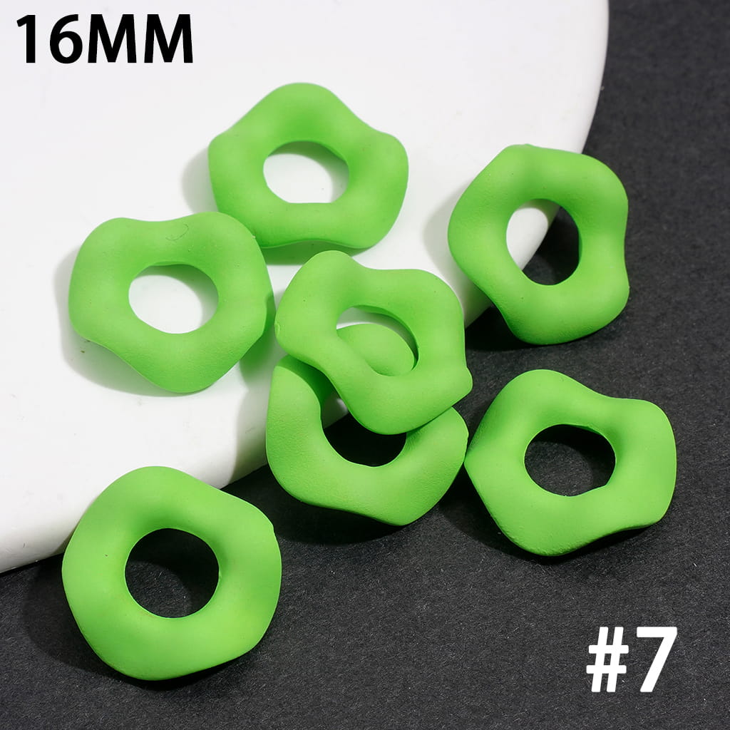 Stackable Acrylic Spacer Beads w Rubber-Touch Wavy Shape, 16MM, Multi-Color (Hole Diameter Around 6.5MM)