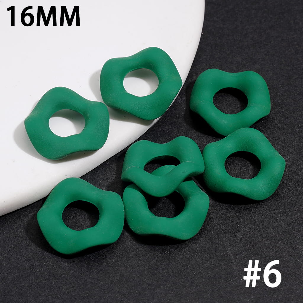 Stackable Acrylic Spacer Beads w Rubber-Touch Wavy Shape, 16MM, Multi-Color (Hole Diameter Around 6.5MM)