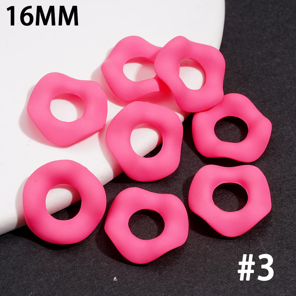 Stackable Acrylic Spacer Beads w Rubber-Touch Wavy Shape, 16MM, Multi-Color (Hole Diameter Around 6.5MM)