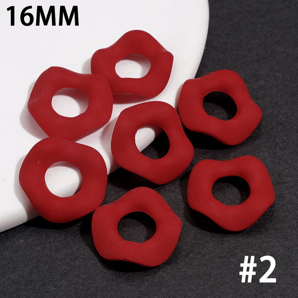 Stackable Acrylic Spacer Beads w Rubber-Touch Wavy Shape, 16MM, Multi-Color (Hole Diameter Around 6.5MM)